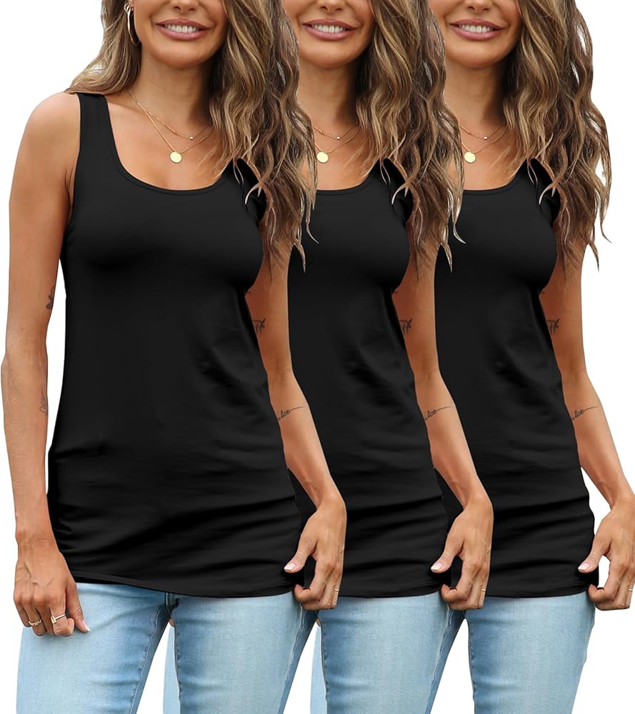TAIPOVE Black Tank Tops Womens Sleeveless Shirts Cotton